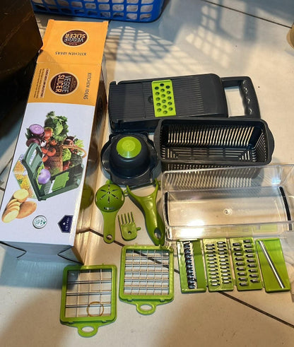 16-in-1 Multifunctional Vegetable Chopper, Slicer & Cutter – All-in-One Kitchen Cutter & Dicer.