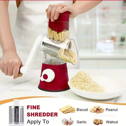 3-in-1 Manual Rotary Vegetable Slicer & Grater – Multi-Function Kitchen Cutter
