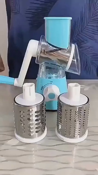 3-in-1 Manual Rotary Vegetable Slicer & Grater – Multi-Function Kitchen Cutter